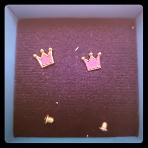 Purple/pink Crown earrings